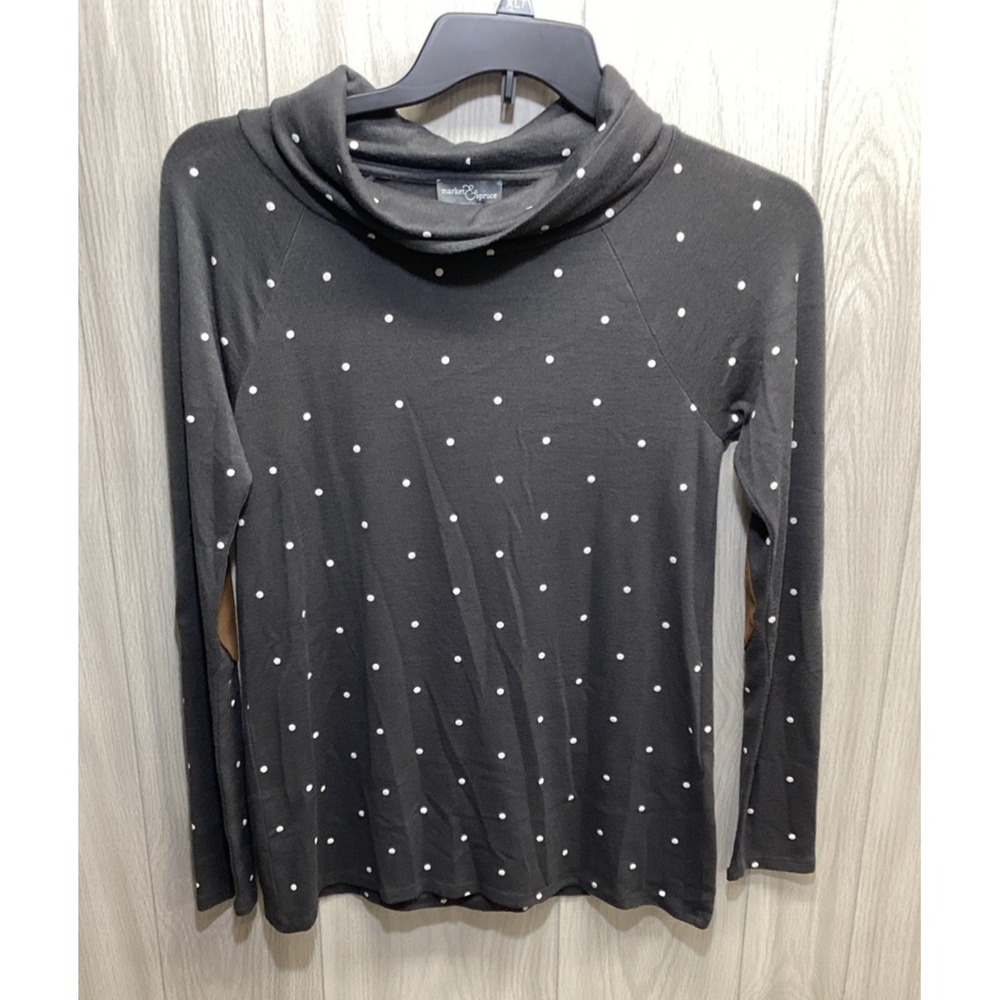 MARKET & SPRUCE Women's (Size S) Long Sleeve Turtleneck Shirt Elbow‎ Accent